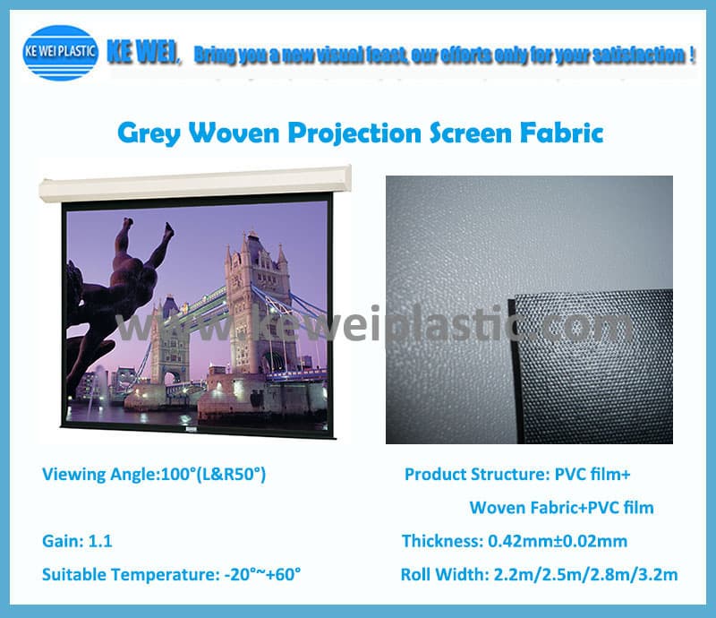 Grey woven projection sreen fabric